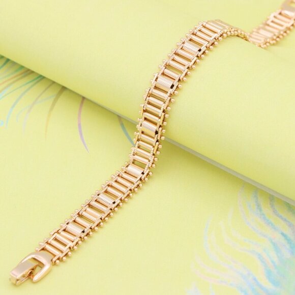 "Bold Textured Rose Gold Bracelet in Brass, XPBL1000 - Picture 4 of 12